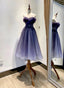 Gradient Tulle Sweetheart Knee Length Formal Prom Dress, Cute Homecoming Dress