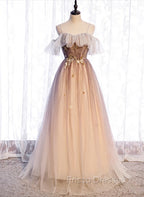 Gradient Tulle with Straps Sweetheart Party Dress, A-line Tulle Evening Dress Formal Prom Dress