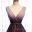 Gradient V-neckline Tulle Long Formal Prom Dress Party Dress, Gradient Evening Gown