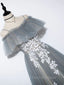 Gray Blue A line Tulle Lace Long Formal Prom Dress, Gray Blue Graduation Dress