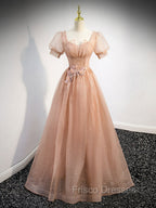 Gray Blue Tulle Long Formal Prom Dress, Gray Blue Tulle Formal Evening Dress
