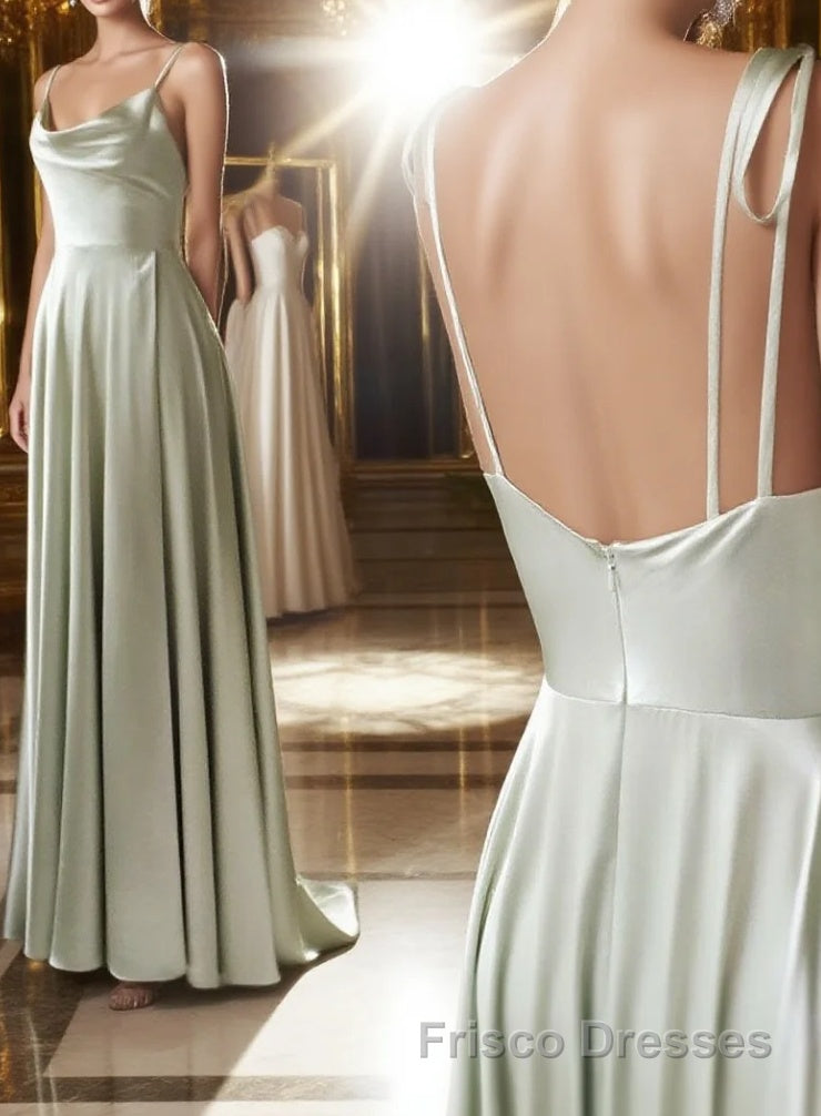 Gray green long Formal Prom Dresses, Gray green bridesmaid Dresses Main image