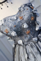 Gray Lace Strapless Short Formal Prom Dress, A-Line Sweetheart Neckline Party Dress