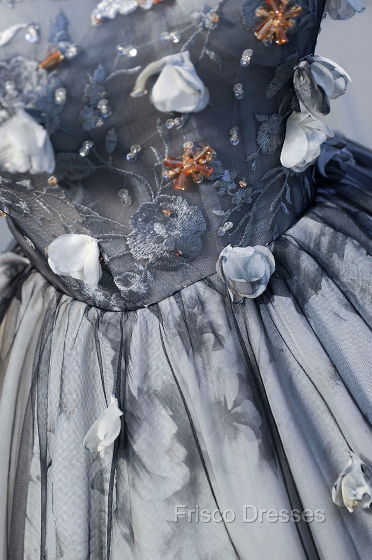 Gray Lace Strapless Short Formal Prom Dress, A-Line Sweetheart Neckline Party Dress