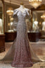 Gray Mermaid Sequins Off the Shoulder Formal Prom Dress
