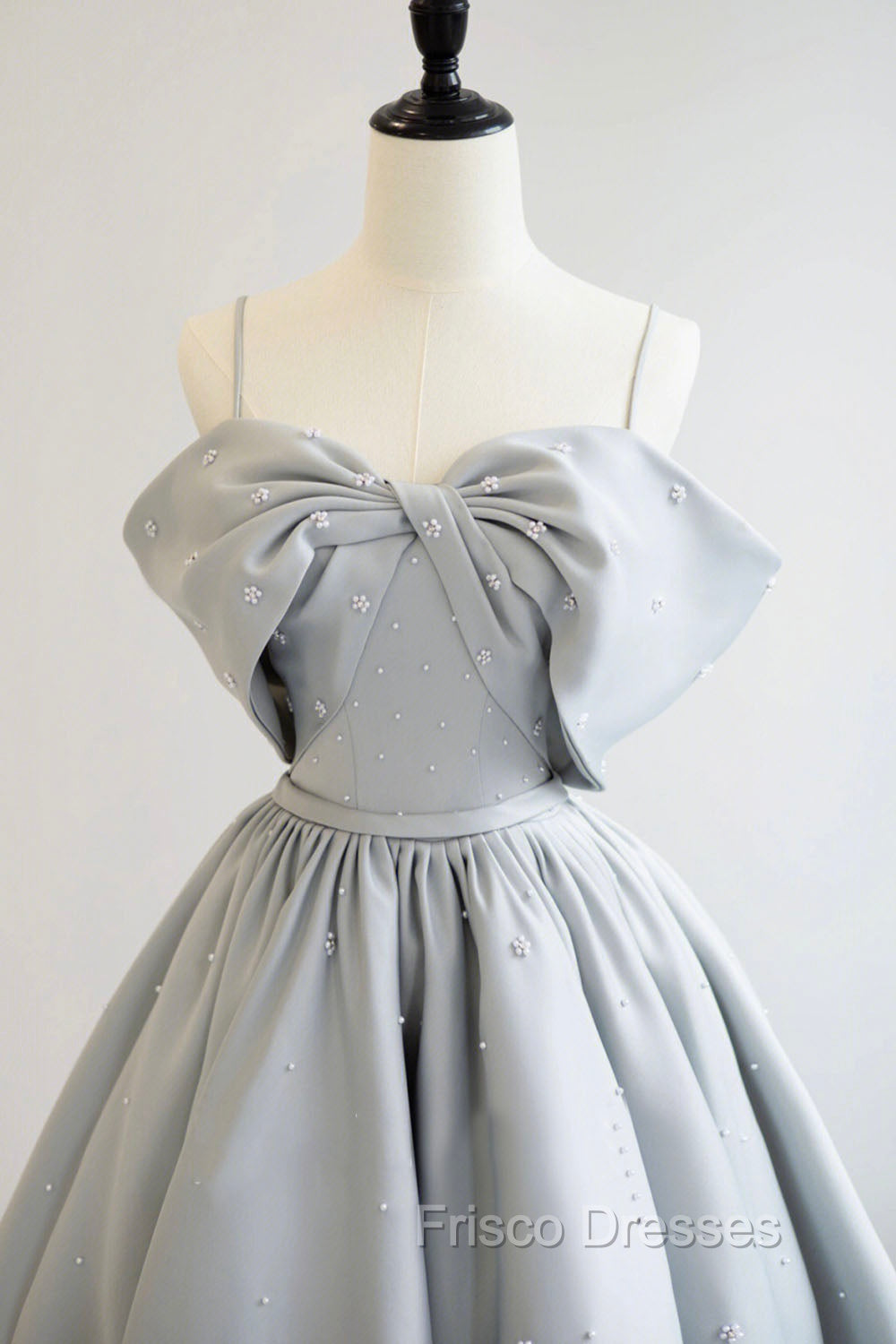 Gray Satin Long Formal Prom Dress, A-Line Spaghetti Straps Evening Graduation Dress Secondary image