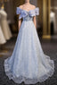 Gray Spaghetti Straps Tulle Sequins Beading Formal Prom Dress
