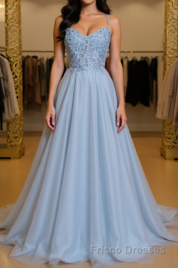 Gray tulle lace long Formal Prom Dresses gray tulle formal Dresses Main image