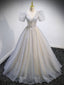 Gray Tulle Sequin Long Formal Prom Dress, Gray Tulle Formal Graduation Dress