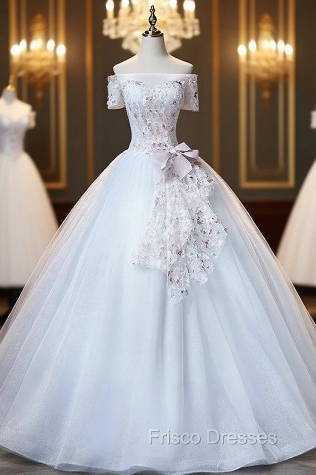 Gray Tulle Sequins Off the Shoulder Quinceanera Dress Main image
