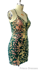 Cute Bodycon V Neck Blue Lace Homecoming Dress