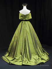 Green A Line Satin Long Prom Dress Green Long Bridesmaid Dress
