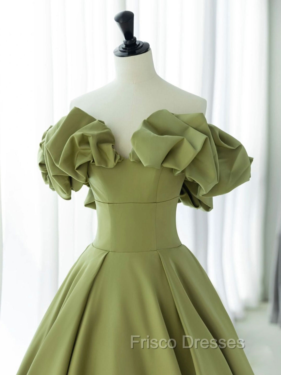 Green A-Line Satin Long Formal Prom Dress, Green Formal Evening Dress Secondary image