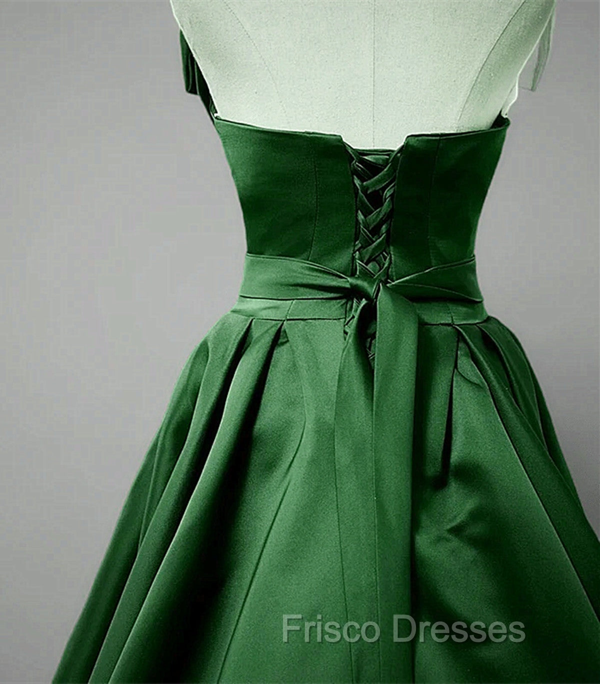 Green A-line Simple Satin Long Party Dress, Green Satin Formal Prom Dress