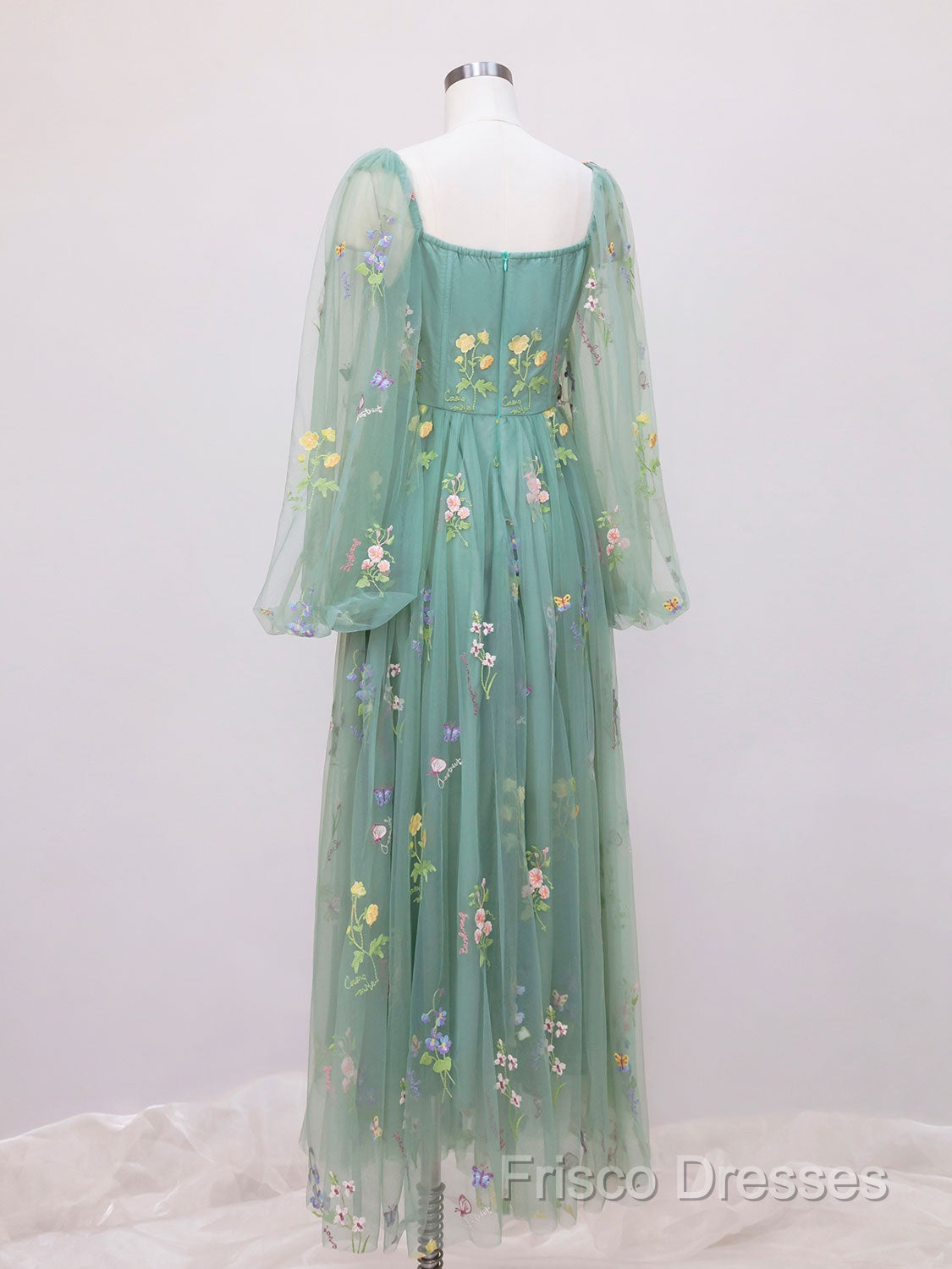 Green A-Line Sweetheart Green Tulle Lace Long Formal Prom Dress, Green Formal Dress Secondary image