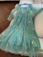 Green A-Line Sweetheart Green Tulle Lace Long Formal Prom Dress, Green Formal Dress