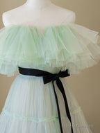 Green Aline Long Prom Dresses, Off Shoulder Formal Long Green Evening Graduation Dresses