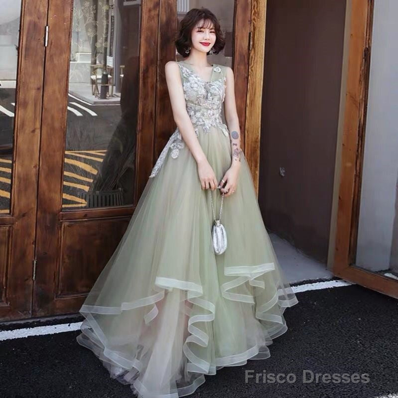 Green And Pink Tulle Long V-Neckline Long Evening Dress Party Dress, Sweet 16 Formal Dreses Secondary image