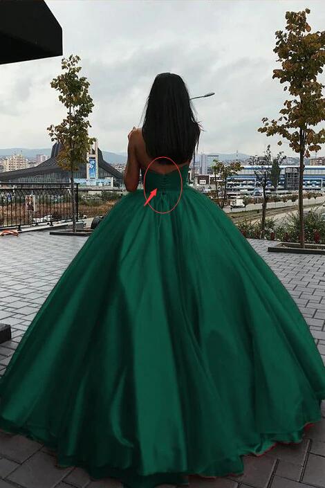 Green Ball Gown Organza Green Puffy Prom Dress