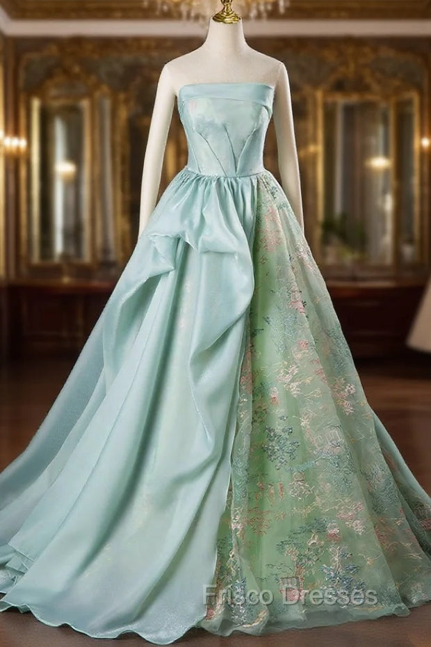 Green Ball Gown Strapless Embroidery Quinceanera Dress