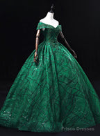 Green Ball Gown Sweetheart Tulle Sweet 16 Dress, Green Long Prom Dress Party Dress