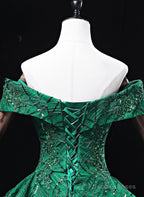 Green Ball Gown Sweetheart Tulle Sweet 16 Dress, Green Long Prom Dress Party Dress