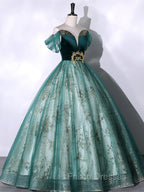 Green Ball Gown Tulle Off Shoulder Sweet 16 Dress Green Evening Dress Formal Prom Dress shops