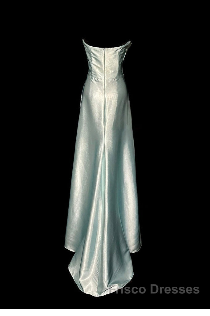 Green Bodycon Dress Strapless Satin Long Formal Prom Dress Simple Evening Dress