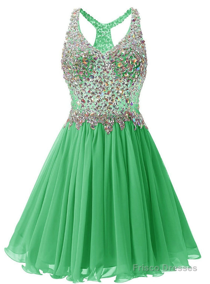 Green Chiffon V-neck Homecoming Dress
