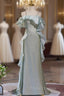 Green Flash Fabric Mermaid Spaghetti Straps Formal Prom Dress