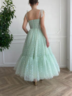 Green Shiny Sequins Midi Homecoming Dress Party Dress Prom Dress