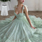 Green Shiny Sequins Midi Homecoming Dress Party Dress Prom Dress