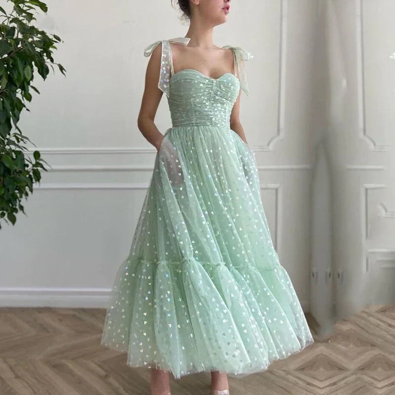 Green Shiny Sequins Midi Homecoming Dress Party Dress Prom Dress Main image