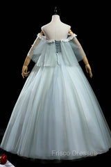 Green Lace Long A-Line Off the Shoulder Formal Prom Dress, Evening Party Dress