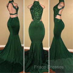 Green lace mermaid Formal Prom Dress, green evening Dress
