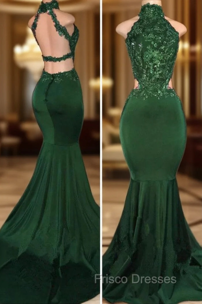Green lace mermaid Formal Prom Dress, green evening Dress Main image