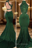 Green lace mermaid Formal Prom Dress, green evening Dress
