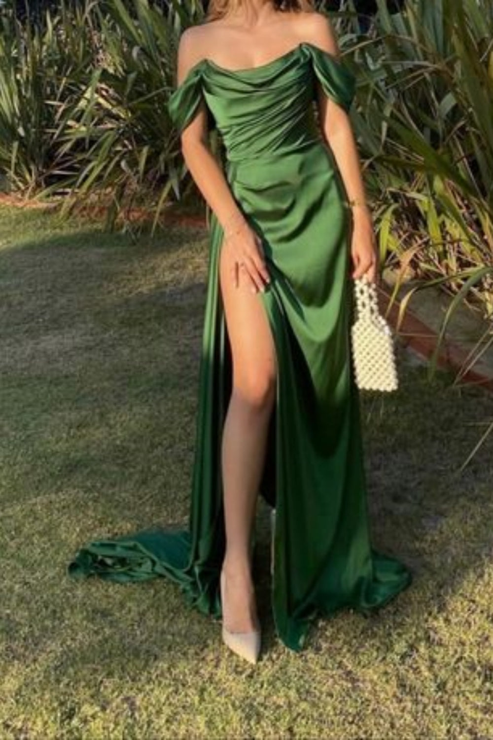 Green Fashion Satin Long Prom Dress Evening Dress Graduation Dress Secondary image