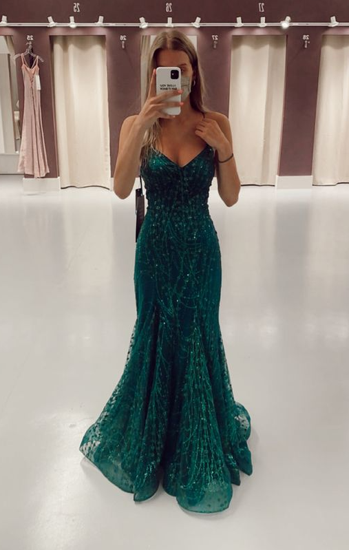 Green Long Mermaid Prom Dresses Formal Evening Gowns Main image