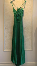 Green Long Pleated Prom Evening Dress