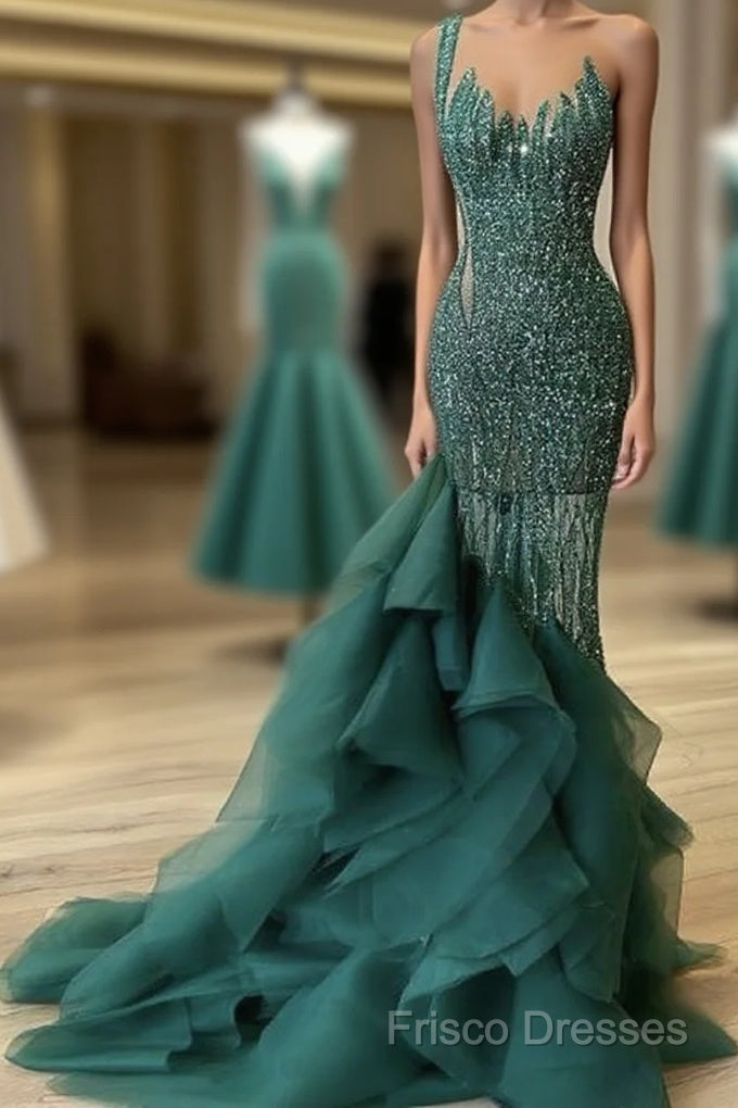 Green Long Formal Prom Dress Sexy Formal Gown