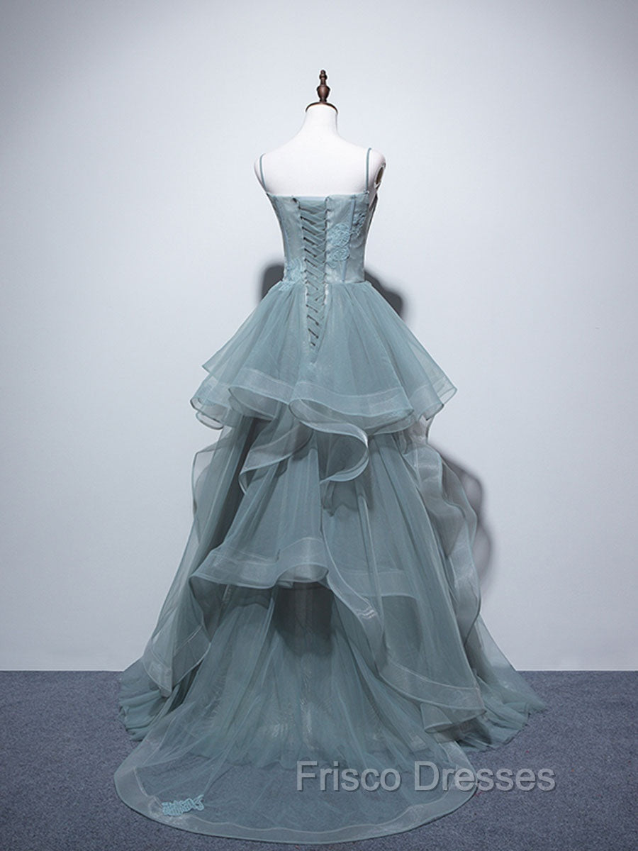 Green Long Formal Prom Dress, Green Formal Graduation Dress With Lace