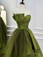 Green Long Prom Dresses, Green Satin Formal Long Evening Dress