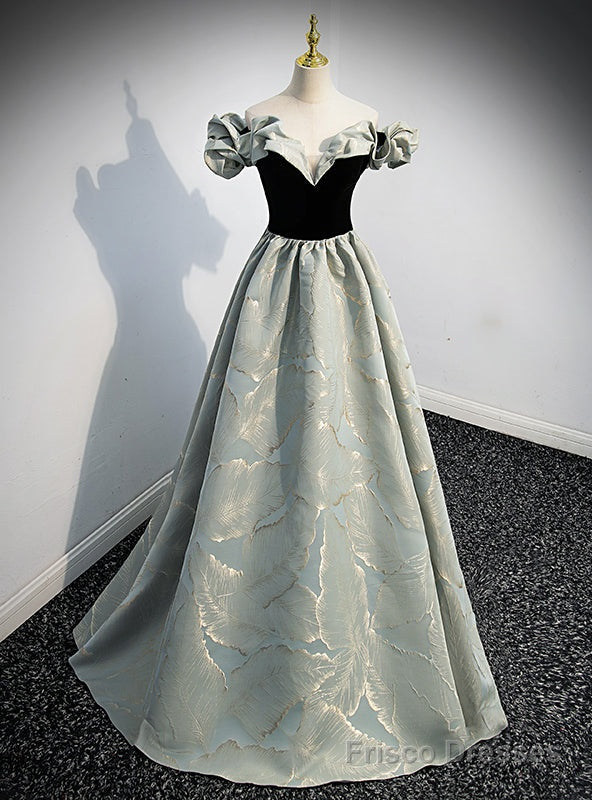 Green Off the Shoulder Prom Dress Main image
