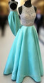 Green Round Neck Sequin Backless Long Formal Prom Dress, Evening Dress