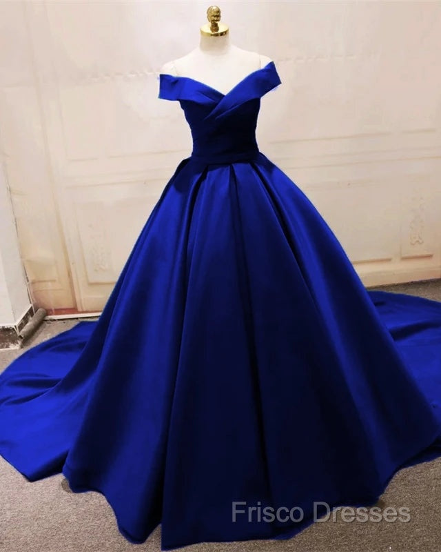 Green Satin Formal Prom Dress Long Off The Shoulder Ball Gowns Quinceanera Dress
