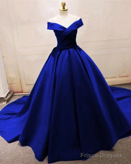 Green Satin Prom Dresses Long Off The Shoulder Ball Gowns Quinceanera Dresses