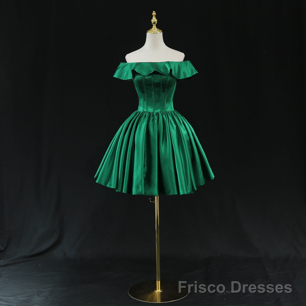 Green Satin Short Homecoming Dress Prom Dress, Green Party Dress Formal Dresses