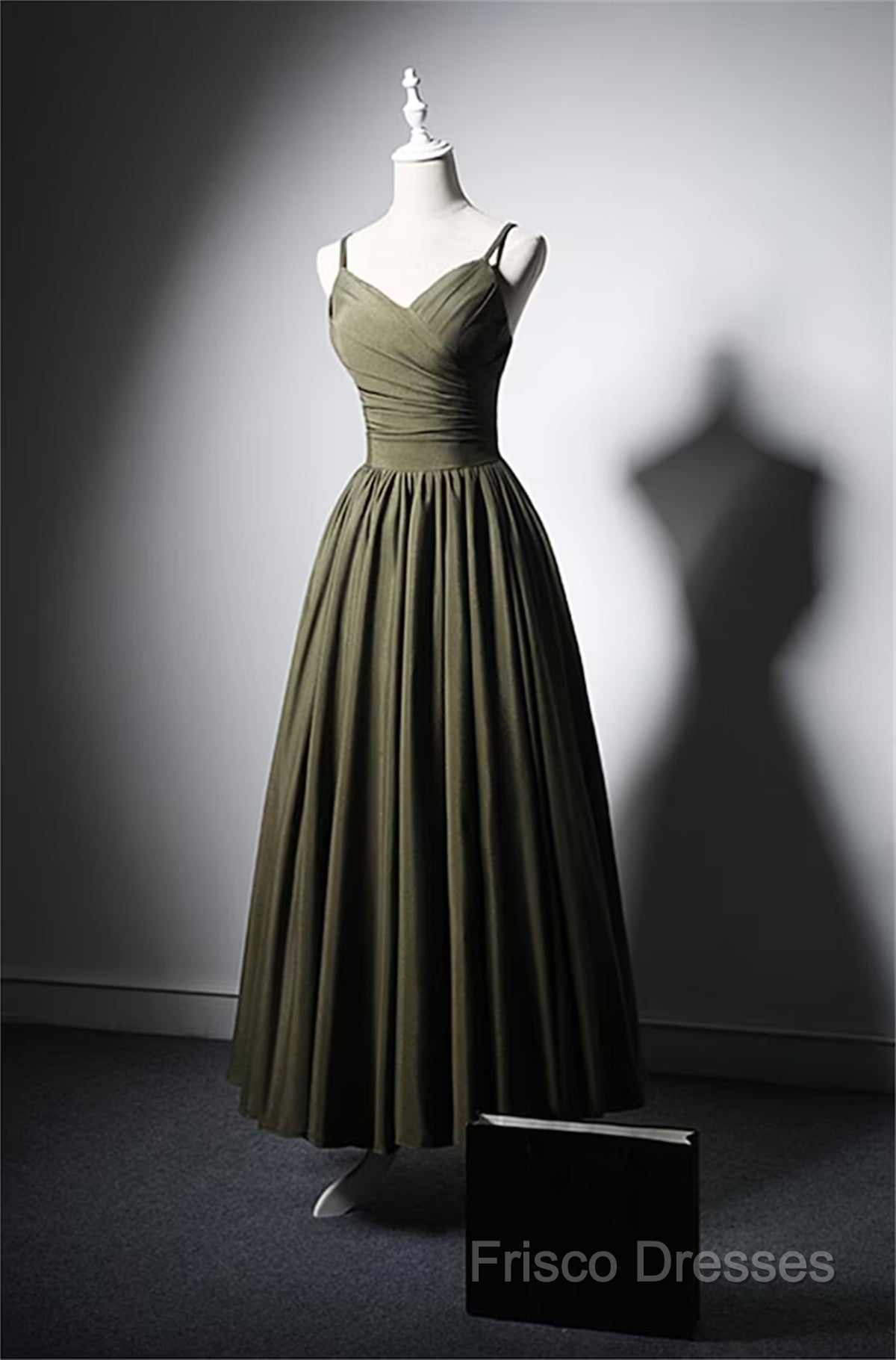 Green Satin Straps Long Wedding Party Dress, Green Long Formal Prom Dress Formal Dress Secondary image