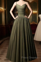 Green Satin Straps Long Wedding Party Dress, Green Long Formal Prom Dress Formal Dress